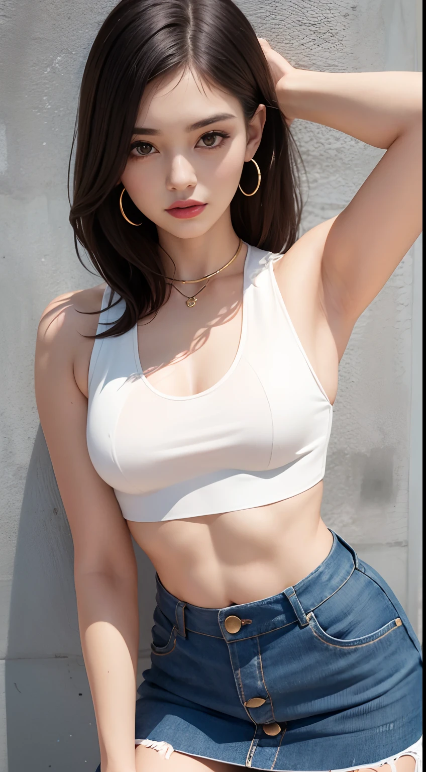 8K, masutepiece, Raw photo, Best Quality, Photorealistic, the Extremely Detailed CG Unity 8K Wallpapers, depth of fields, Cinematic Light, Lens Flare, Ray tracing, (Extremely beautiful face, Beautiful lips, Beautiful eyes), intricate detail face, ((Ultra detailed skin)) 1girll, In the Dark, deepshadow, Pretty Korean girl, Kpop Idol, 1 girl, (very slim and slender muscular body:1.3), ((view the viewer)),(Big smile:1.3), (Tight lace-up blouse), (PINK SHIRT), (Sleeveless) , (Fashion Night, a dark night, (Neon Light Sign), (Blurred background), Fashion Street Night),(No one is in the background:1.3), Beautiful earrings, bangle, Necklace, pantyhose, Clear eyes, (pale skin), (Big eyes), Face forward, ((upperbody shot)), ((Silk White Yoga Pants:1.3)),(Brown hairs),((Skinny Silk Yoga Pants)), (Big Assa)，(view the viewer:1.3) opened breast, Very slim, medium breasts, turn back, Back shot, , Underwear