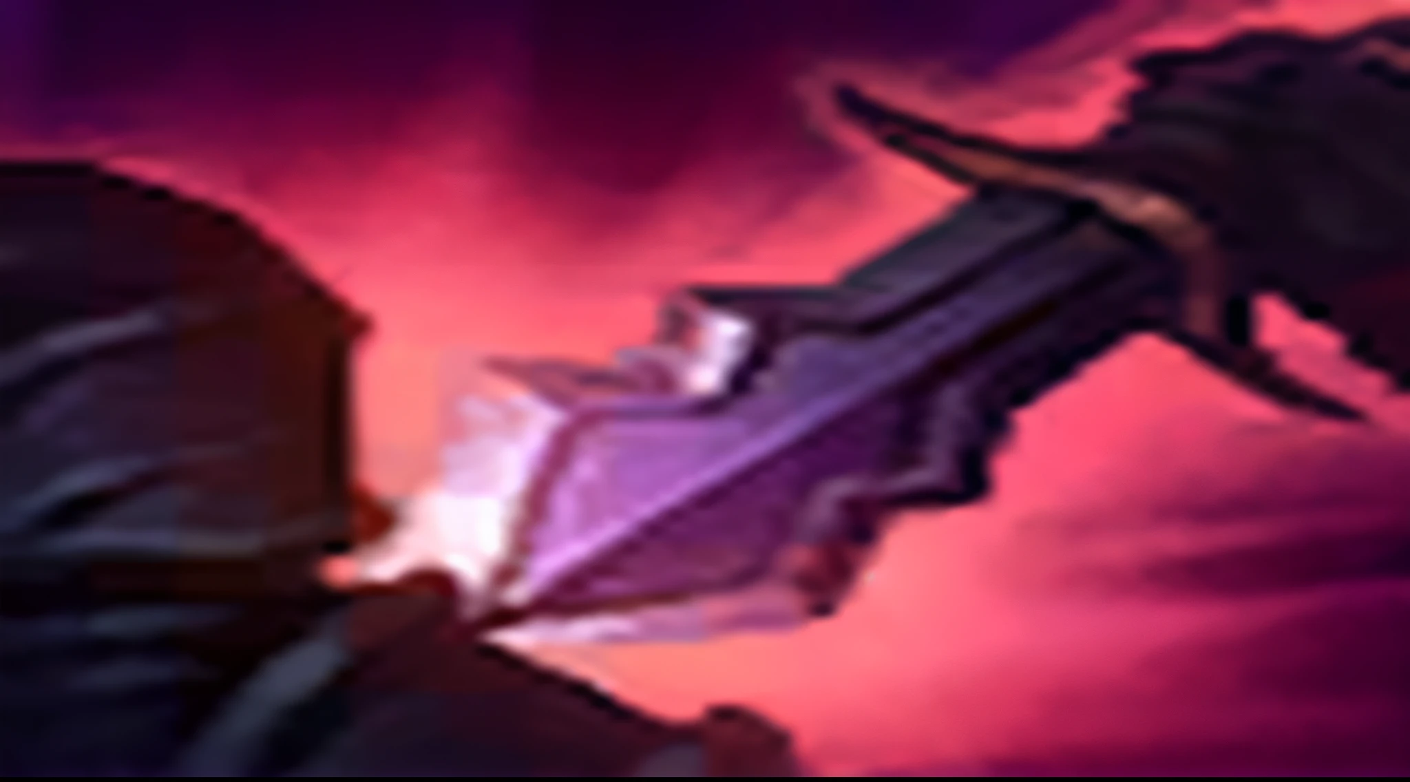 Close-up of man holding a sword in purple sky, The sword, leblanc, wielding kunai, league of legends inventory item, Rod arm sword, sword slash, medievil spear, jagged sword, holding jagged scimitar, POLEARM, Thertrevkaiser, insane quality, Silas, chainsword in the other