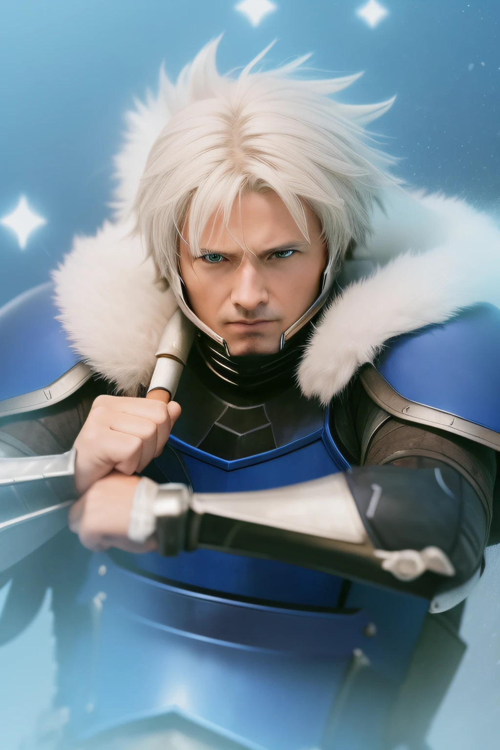 just changing the armor, into armor made of iron and the armor is blue
