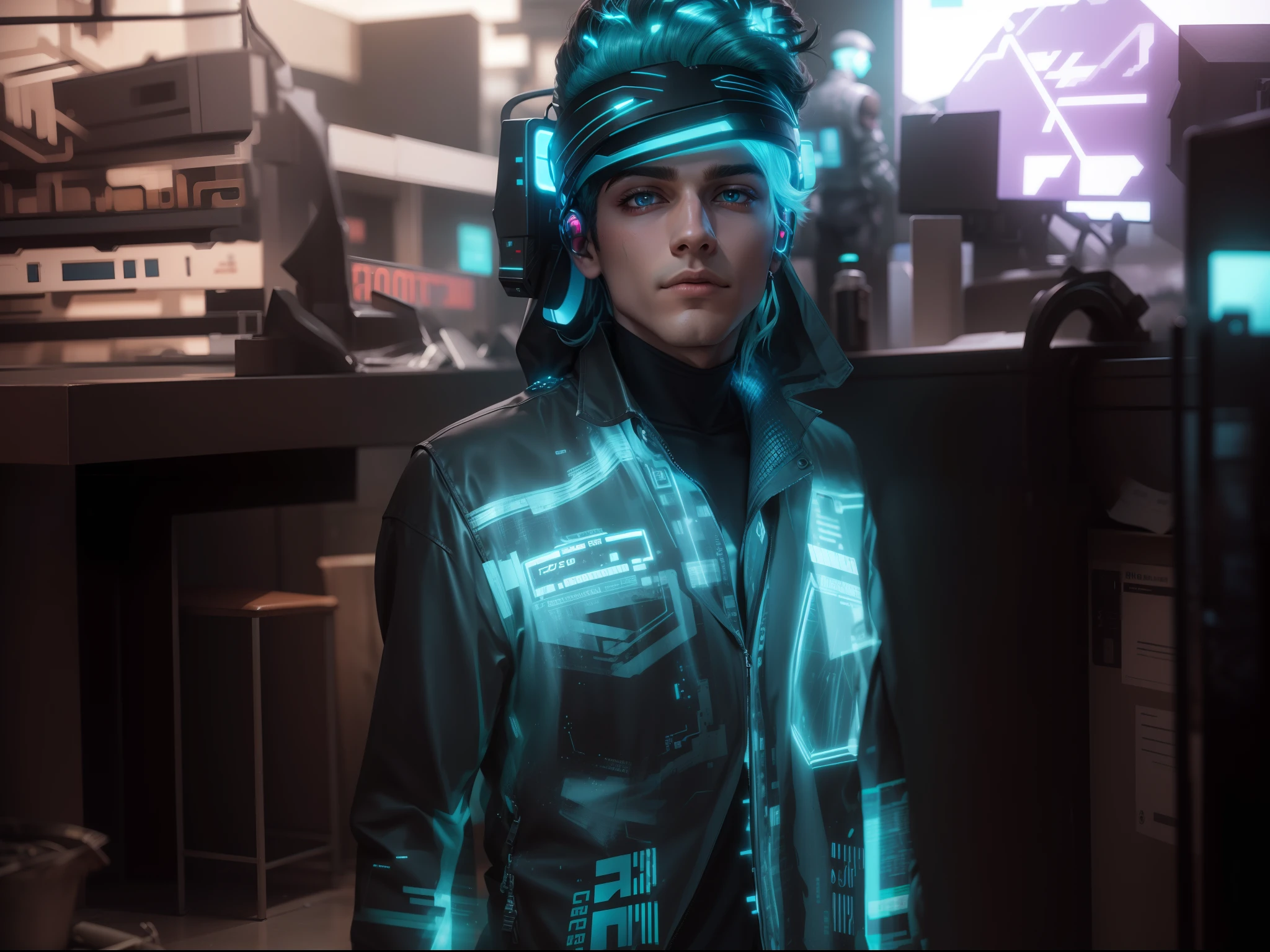 Background change cyber punk handsome boy realistic boy ultra quality