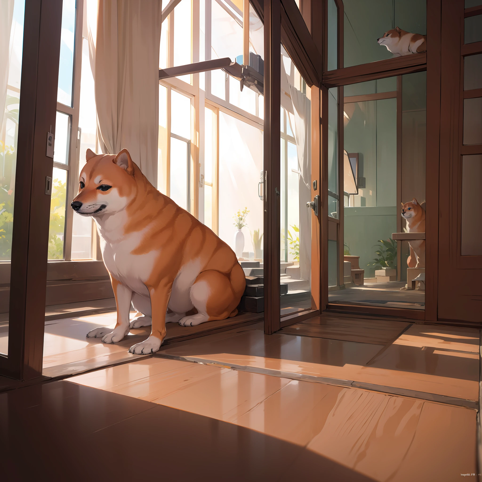 Cats with missing stretches:1.8,Relaxing Shiba Inu:1.8,Shiba dog:1.8,Scenery of the old Japan,Japanese houses:1.8,rice paddy:1.8,Japan countryside:1.8,Plowing the field:1.8,dynamic angle,low angle,full body shot,medium shot,Countryside,landscape in Japan:1.8,Landscape painting,no humans:1.8,4K, (Raw photo: 1.2), (Realism: 1.4), (masutepiece: 1.3), (exquisite detailing: 1.2), Delicate and beautiful details, (Eye Detail), (Facial Detailed), (Highest Quality) :1.4), (Hyper-Resolution: 1.2), cinematric light, (very detailed illustration), (Best Quality, Super Resolution, depth of fields, Wide light, natural shadows