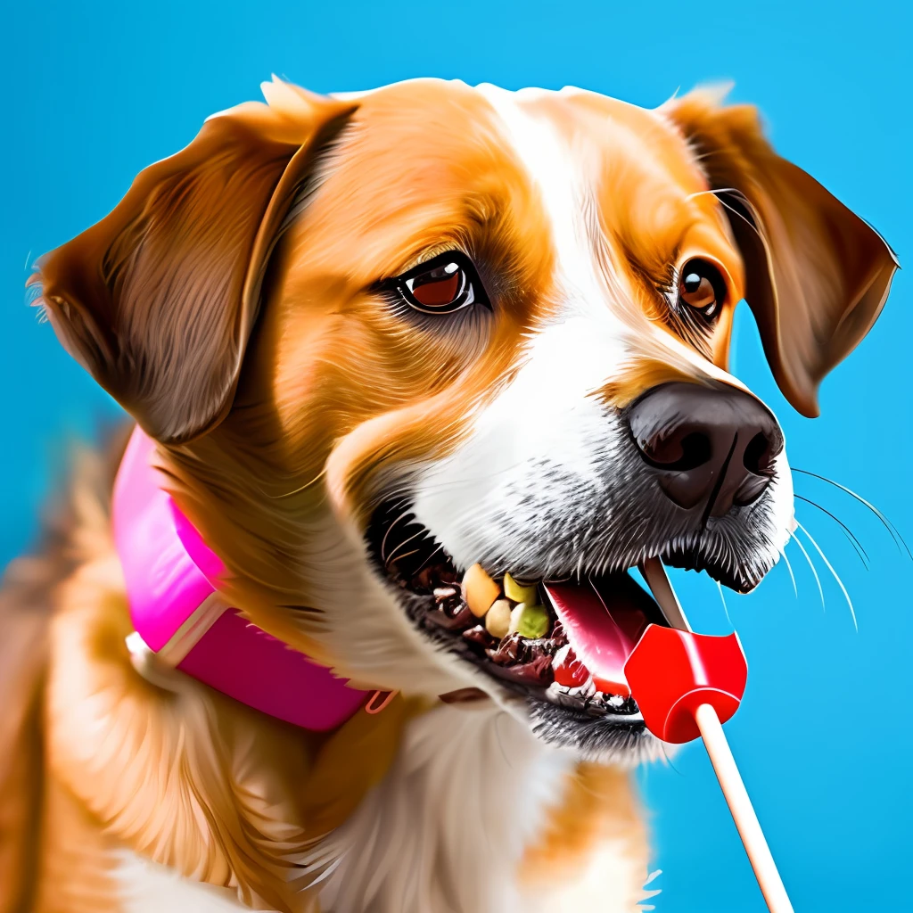 Lollipop eating dog