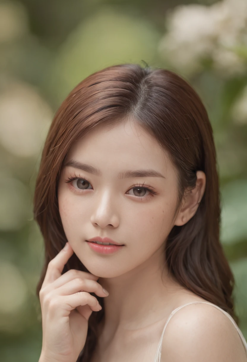 masutepiece,Best quality:1.4),(8K,photo RAW,Fotorrealista:1.2),(glowy skin),detailedskin,Detal Face,詳細な目,1girl in、The upper part of the body,extremely beautiful face,Brown hair、Stay outside、clear skies