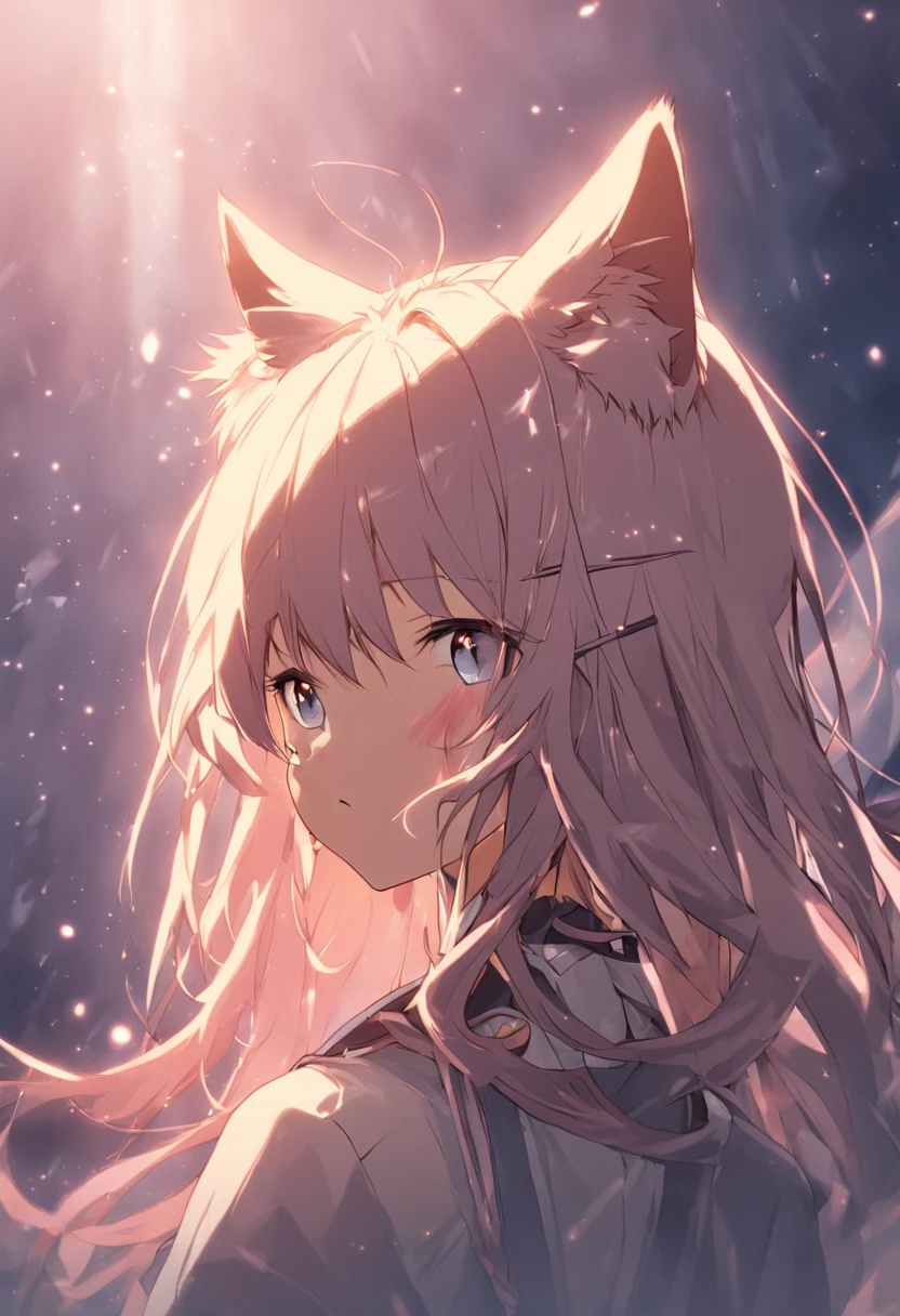 cat ear，maidennurse，whaite hair，outside