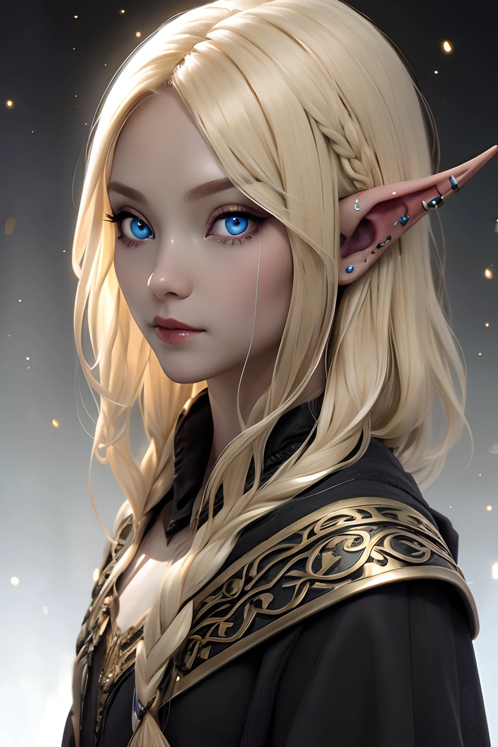 Elf, blonde hair, piercing eyes