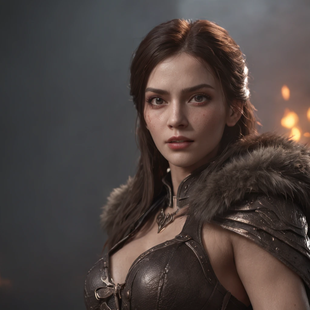 (professional 3d render:1.3) af (Realistic:1.3) most beautiful artwork photo in the world,Features soft and shiny female heroes, ((Epic heroes, fantasy heroines look angry, express feminine,dynamicposes, Fantastic location, Majestic cluttered environment)), Full body 8K unified rendering, action shot, skin pore, very dark lighting, heavyshading, Detailed, Detailed face, (vibrant, photograph realistic, Realistic, Dramatic, Dark, Sharp focus, 8K), (Old leather garments damaged by weathering:1.4), ((((Wear fur)))), (Intricate:1.4), decadent, (Highly detailed:1.4), Digital painting, rendering by octane, art stations, concept-art, smooth, Sharp focus, illustration, Art germ, (Global illumination, Studio light, volumettic light), heavy rain, particles floating, lotr, fantasy, elf, full bodyesbian, ((Dark and ancient city background:1.3)),CGSesociety,art stations