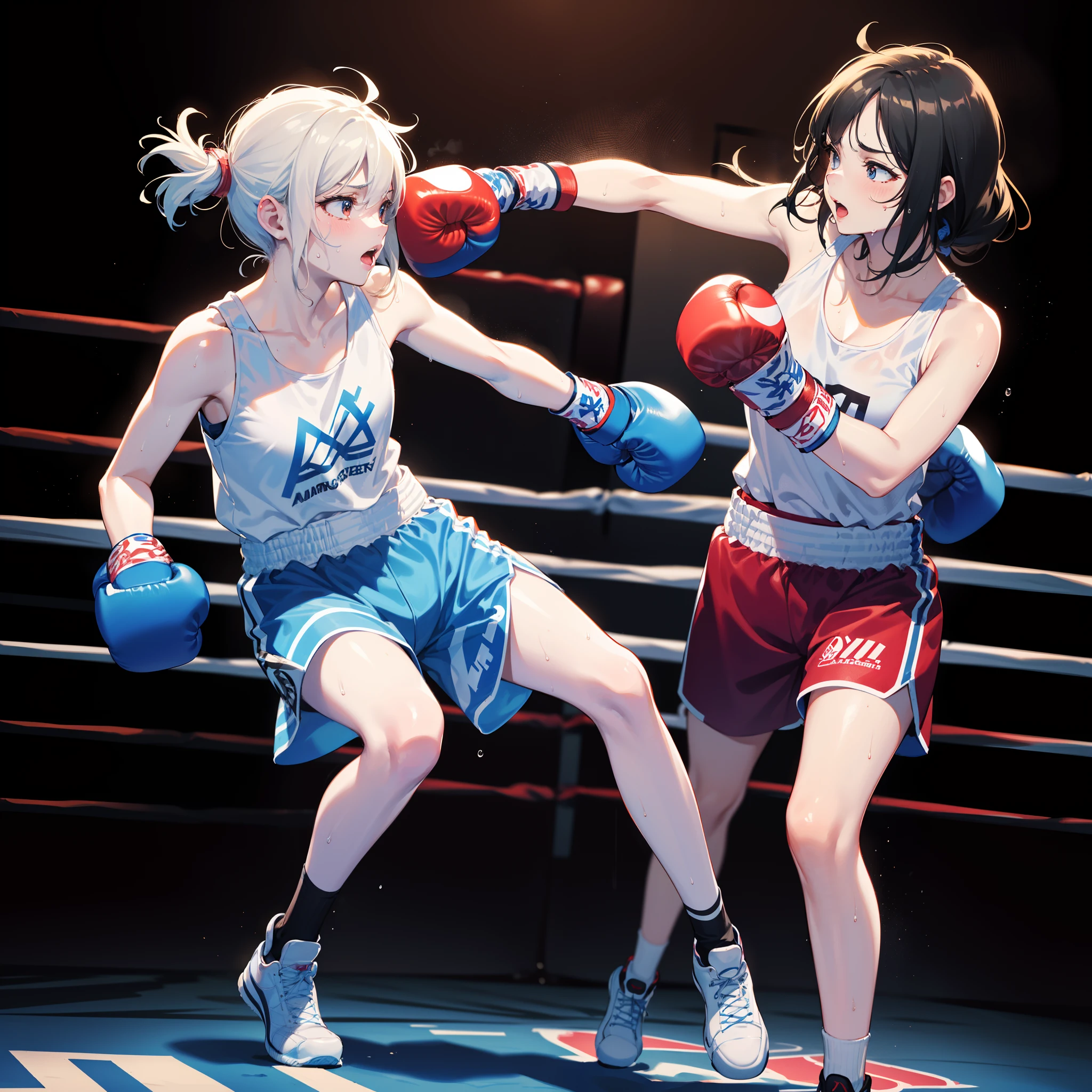 (original) , (very detailed wallpaper) , (best quality) , (masterpiece) , photographic reality, realistic, very detailed illustrations, (1 girl) , beautiful eyes, (delicate face) , perfect detail, (best lighting) , (super complex details) , 
, red track suit,fist fight, padded gloves, boxing headgear, muscular female, spoken flying sweatdrops, sportswear, 
4K unified, (super detailed CG: 1.2) , (8K: 1.2) , realistic, octane rendering