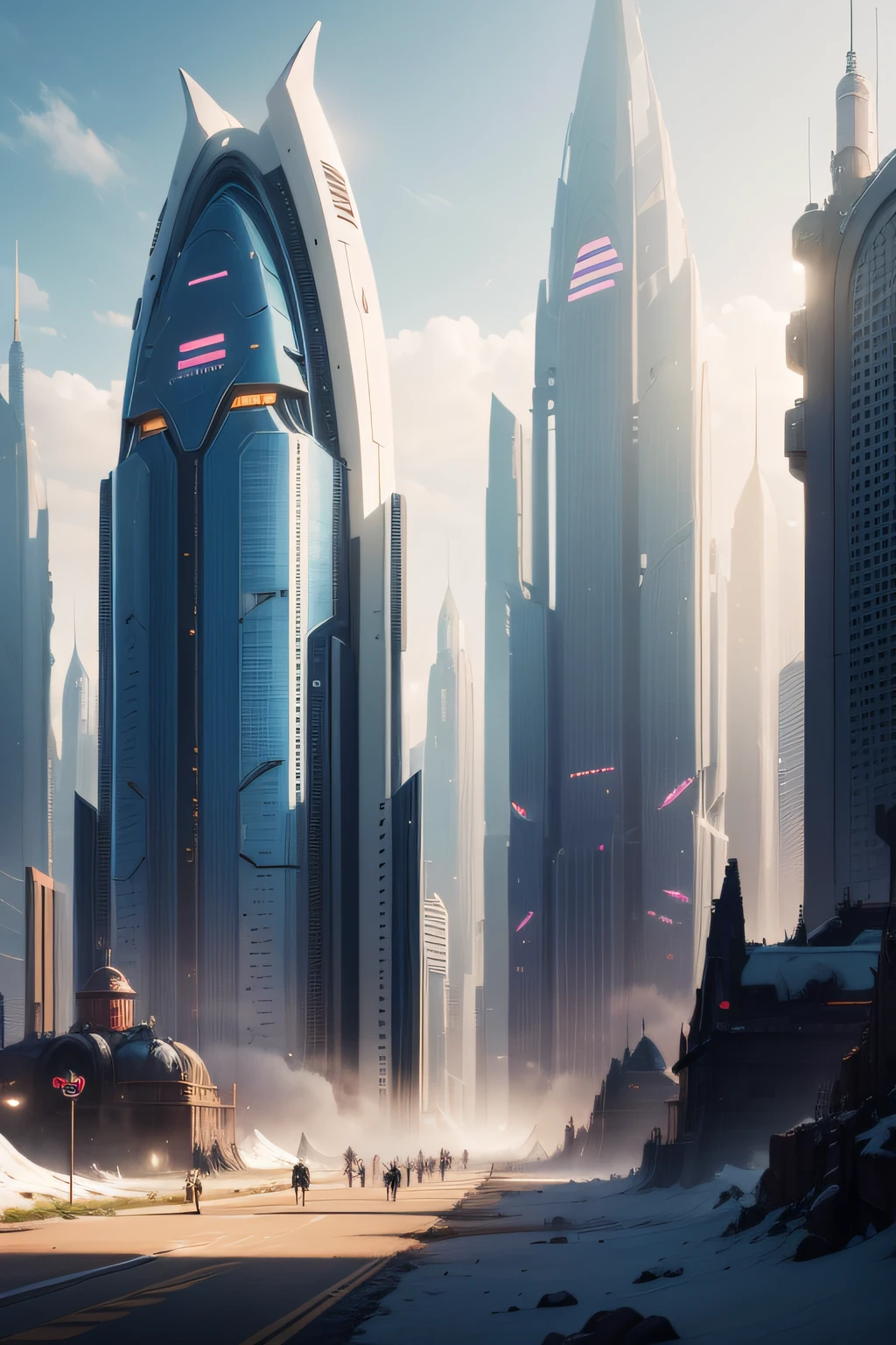 A highly developed city in the distant future with a more spectacular bildil look