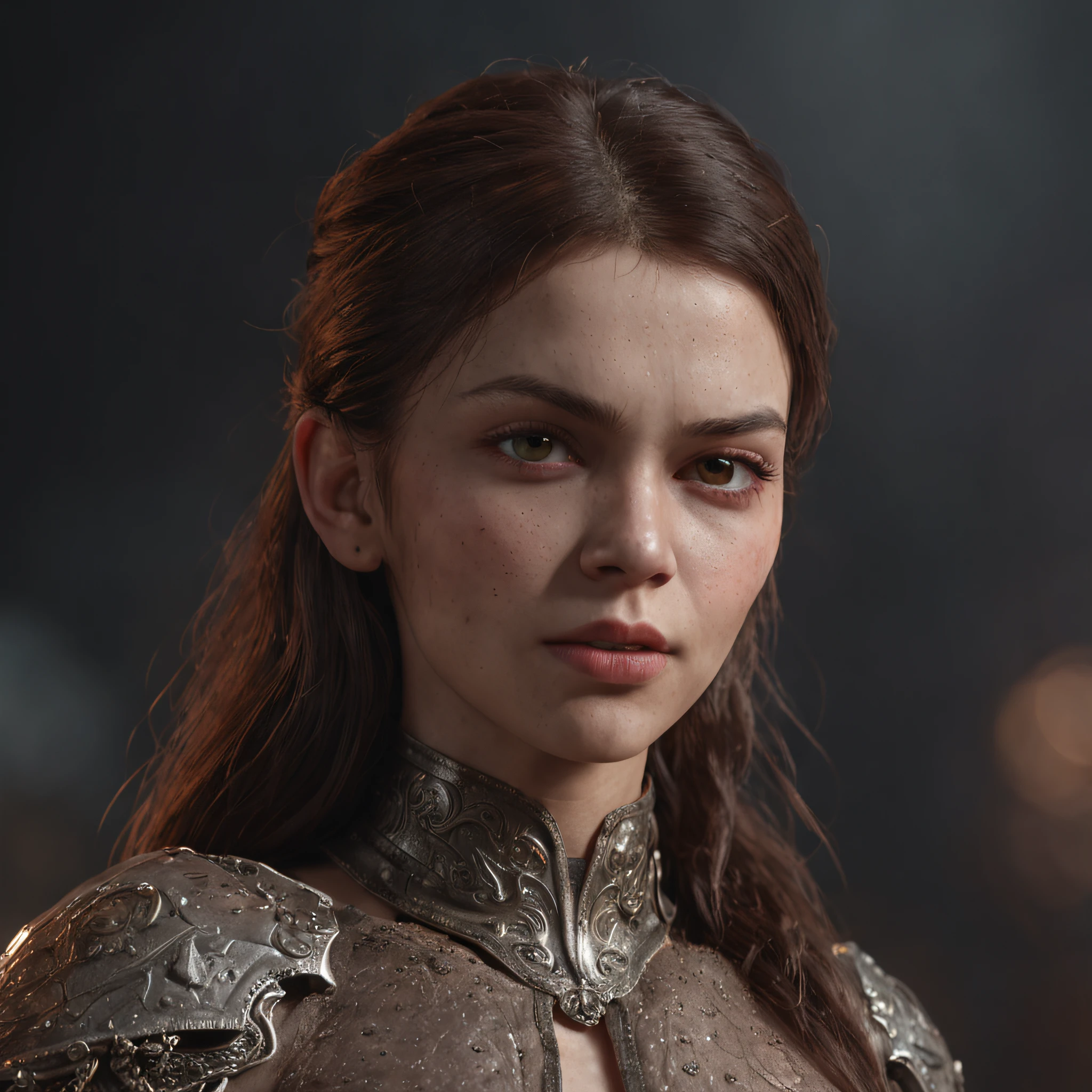 (professional 3d render:1.3) af (Realistic:1.3) most beautiful artwork photo in the world，Features soft and shiny female heroes, ((Epic heroes, fantasy heroines look angry, express feminine，dynamicposes, Fantastic location, Majestic cluttered environment)), Full body 8K unified rendering, action  shot, skin pore, very dark lighting, heavyshading, Detailed, Detailed face, (vibrant, photograph realistic, Realistic, Dramatic, Dark, Sharp focus, 8K), (Old leather garments damaged by weathering:1.4), ((((Wear fur)))), (Intricate:1.4), decadent, (Highly detailed:1.4), Digital painting, rendering by octane, art  stations, concept-art, smooth, Sharp focus, illustration, Art germ,  (Global illumination, Studio light, volumettic light), heavy rain, particles floating, lotr, fantasy, elf, full bodyesbian, ((Dark and ancient city background:1.3)),CGSesociety,art  stations