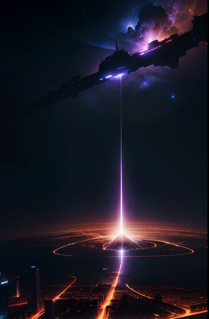 futuristic city, night sky, universe, Uninhabited