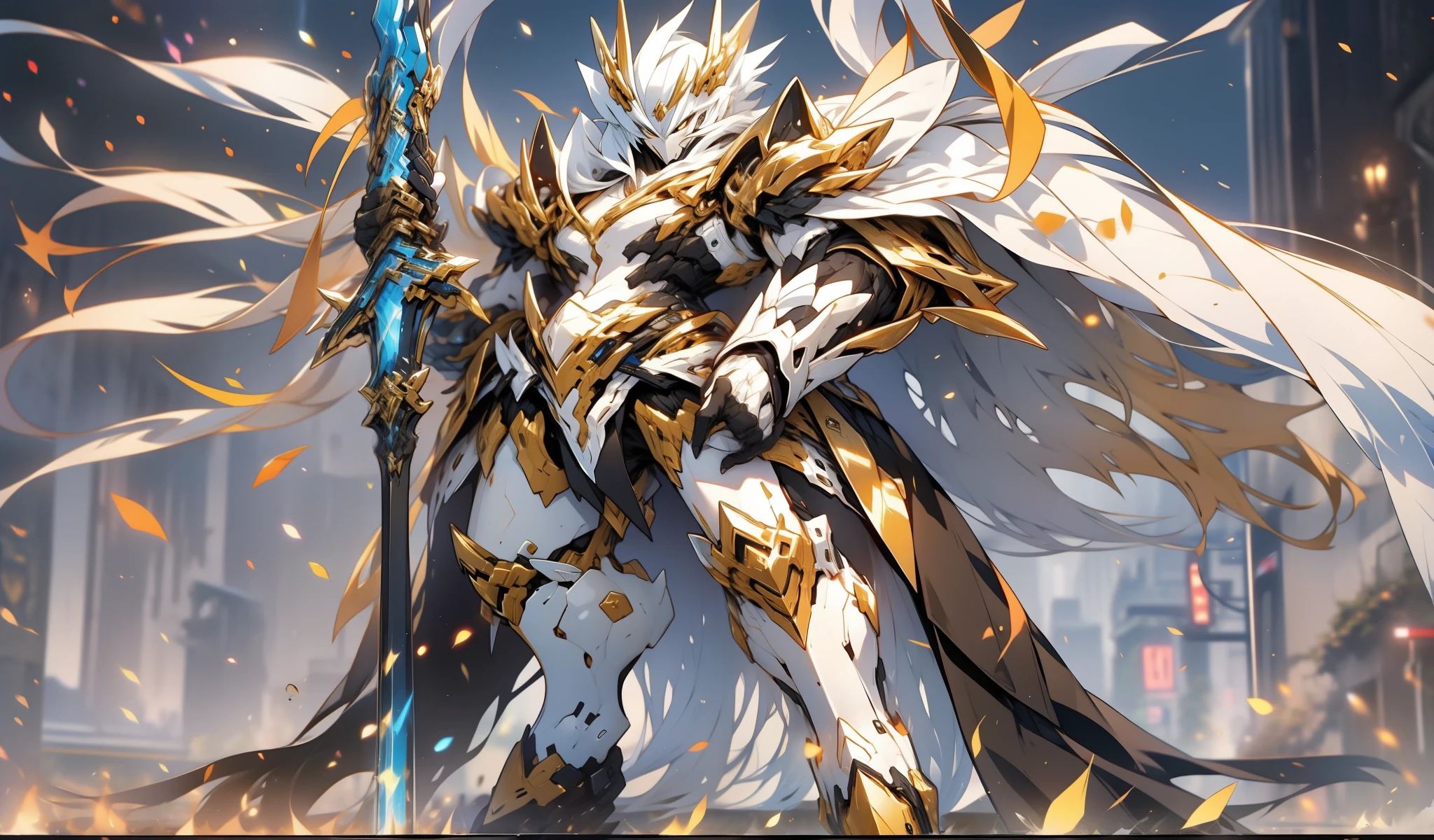 The weapons fuse the whole picture,Place the character in the middle of the frame