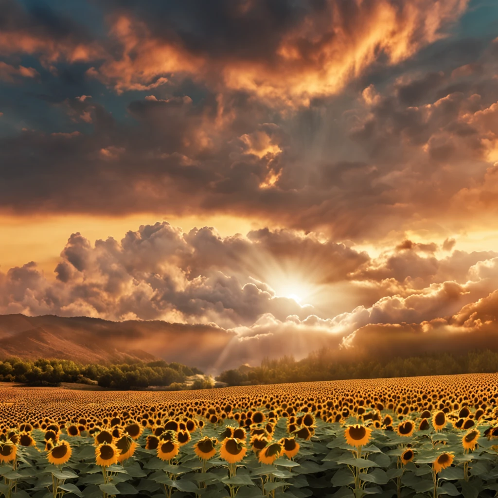 sunflower fields、beautiful angel、rays of sunshine