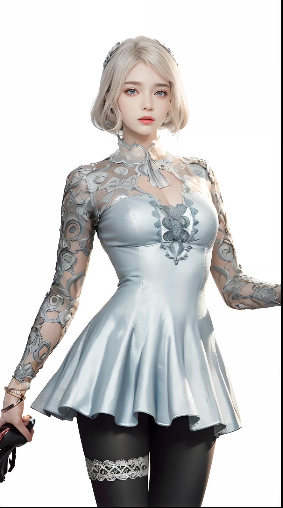(hyper realisitc:1.4),(Real people:1.3),(Real clothes:1.4)((best qualtiy,8K,tmasterpiece:1.3))),Clear focus:1.2,(Beautiful Women in Perfect Figure:1.4),Slender abs:1.2,1.5,Highly Detailed Face and Skin Textur,Detailed eyes,二重まぶた,long whitr hair,(beautidful eyes:1.3),(Both eyes are the same size:1.4),(beautiful face:1.4)