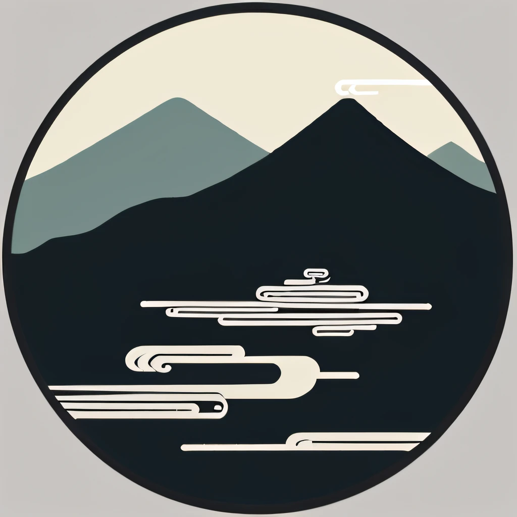 Chinese landscape painting, simple, clean color scheme, flat illustration, vector illustration
