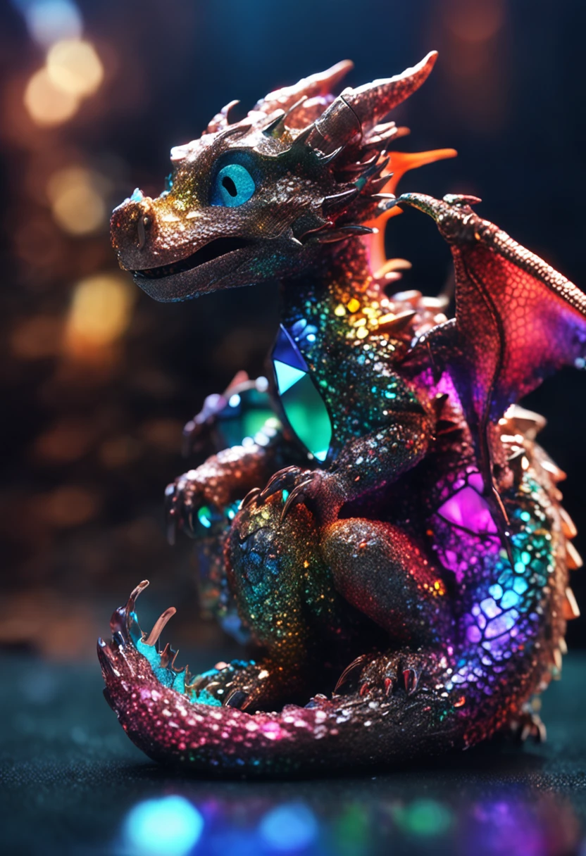 Cute little dragons made of shiny magic crystals，8k，hyper realisitc