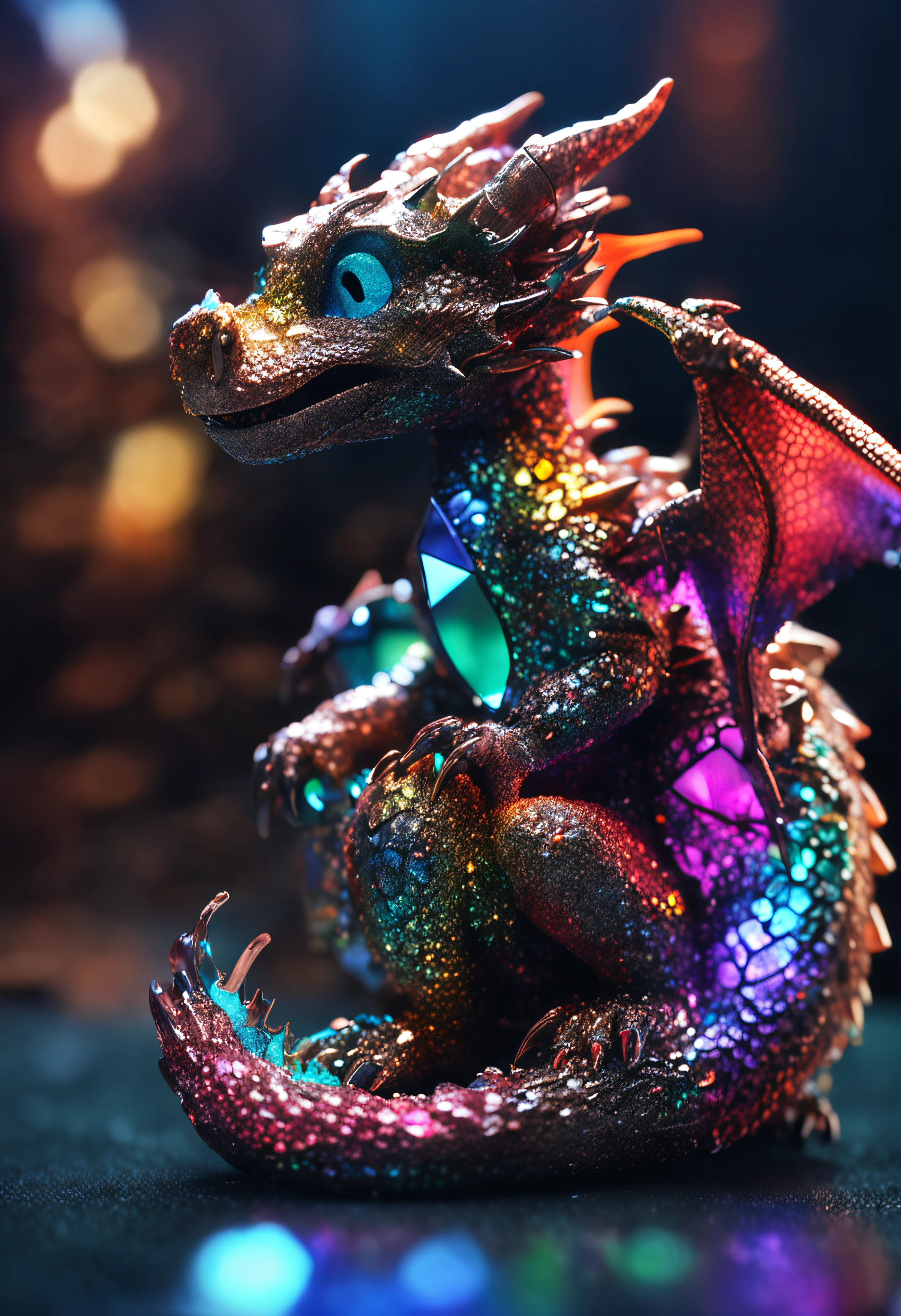 Cute little dragons made of shiny magic crystals,8k,hyper realisitc