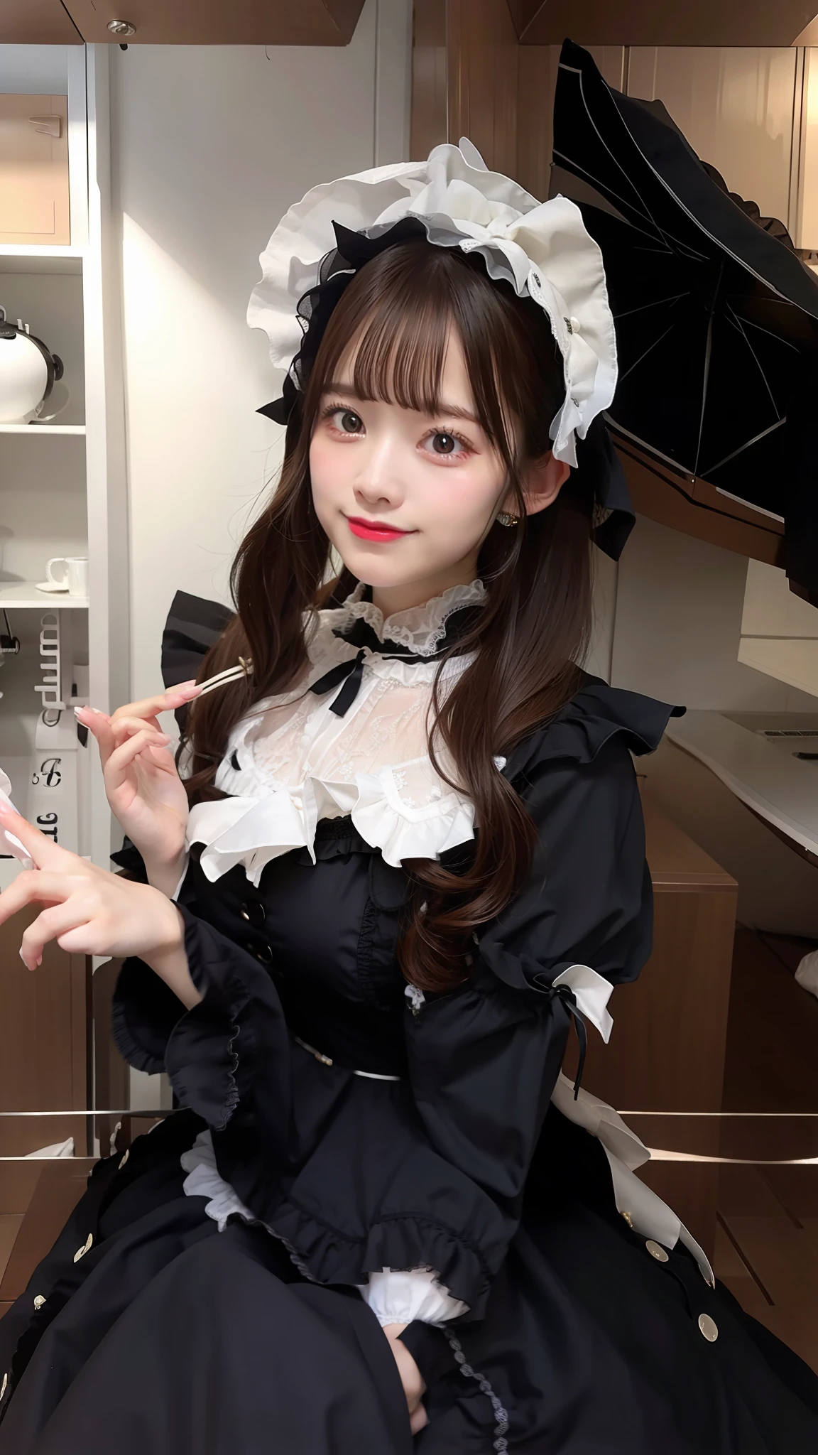 hi-school girl,Lolita Fashion、high socks、Maid Cafe、ssmile,Eating ice cream