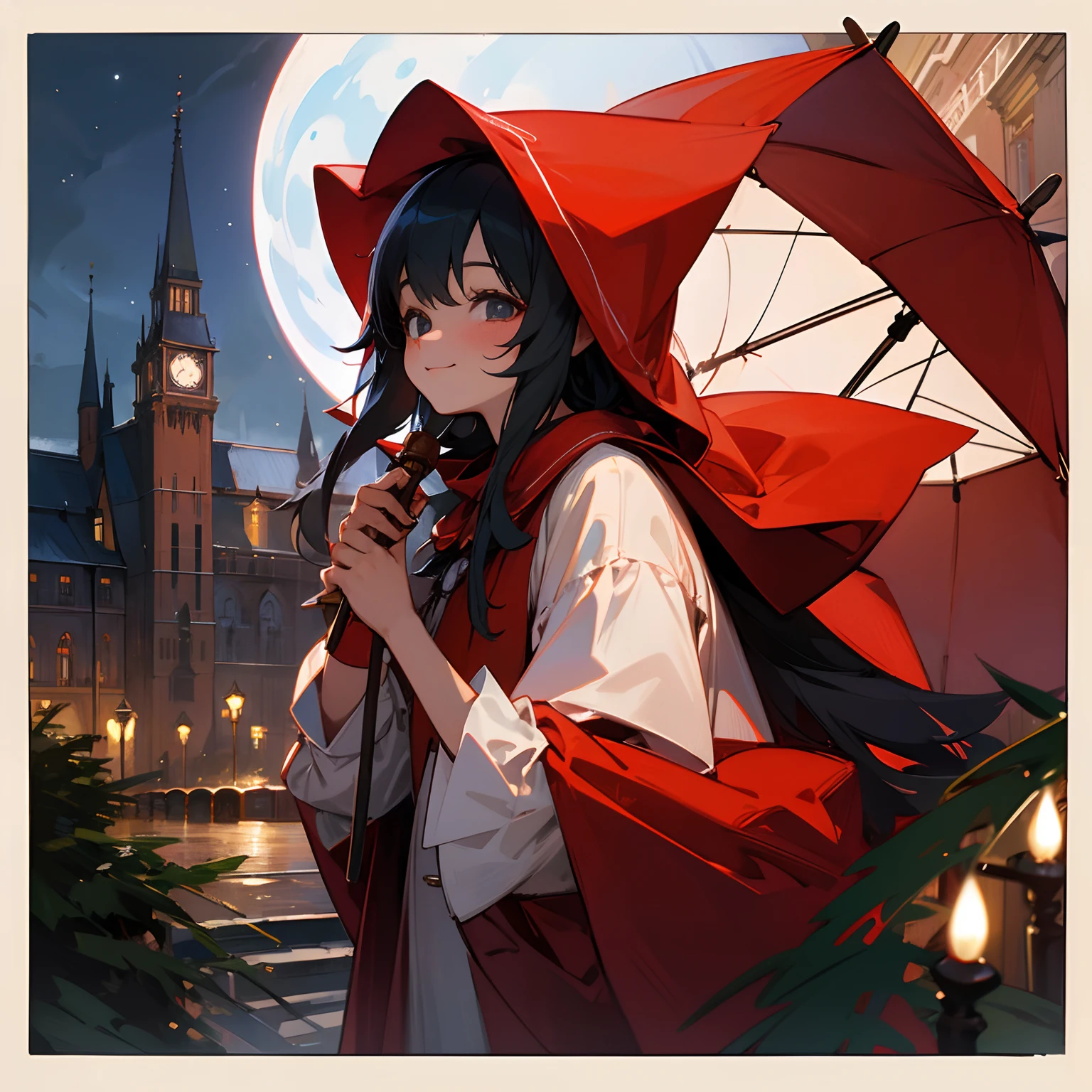 Girl selling matches with a smile even though she is poor、Little Red Riding Hood、christmas night、yuki、Europe、Fantasy --auto