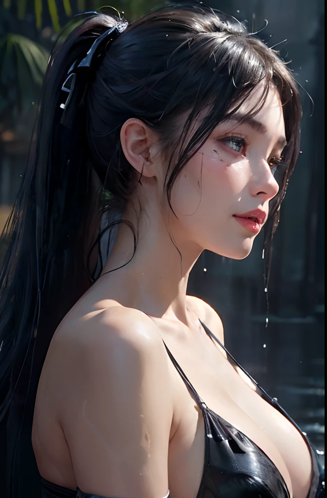 (in the darkness nigth:1.5)、Hyperrealist Women by David Hockney and Alphonse Mucha、Fantasy Art、photoRealstic、NSFW、barechested、nudde、((No panties))、Dynamic lighting、art stations、poster for、Volume Lighting、extra detailed face、4 k、awardwinning、woman swordsman、 1 人、Dark in the dark、deepshadow、being thin、Slender body、Smaller chest、Ribs、lowkey、The long-haired、Gloss々Black hair、poneyTail、nffsw,1girl in, puffies , (Small breasts), (curvy body:0.8), Uncensored, Angelic face, Detailed face, Backlighting, Light on Face, (facial expression of smile and sleepy and laugh:1.2), (Heavy makeup:1.3), Blue eyes, ((Perfect female figure)),(Sharp Focus:1.4), (Realistic damp skin:1.6), (soaked body), Detailed eyes,(curvy body:0.8), (Long black ponytail hair:1.2), (Camera focus on face), depth of fields, Best Quality, 超A high resolution, (Photorealistic:1.4), (Wet skin), ((Micro Bikini)), Looking at Viewer