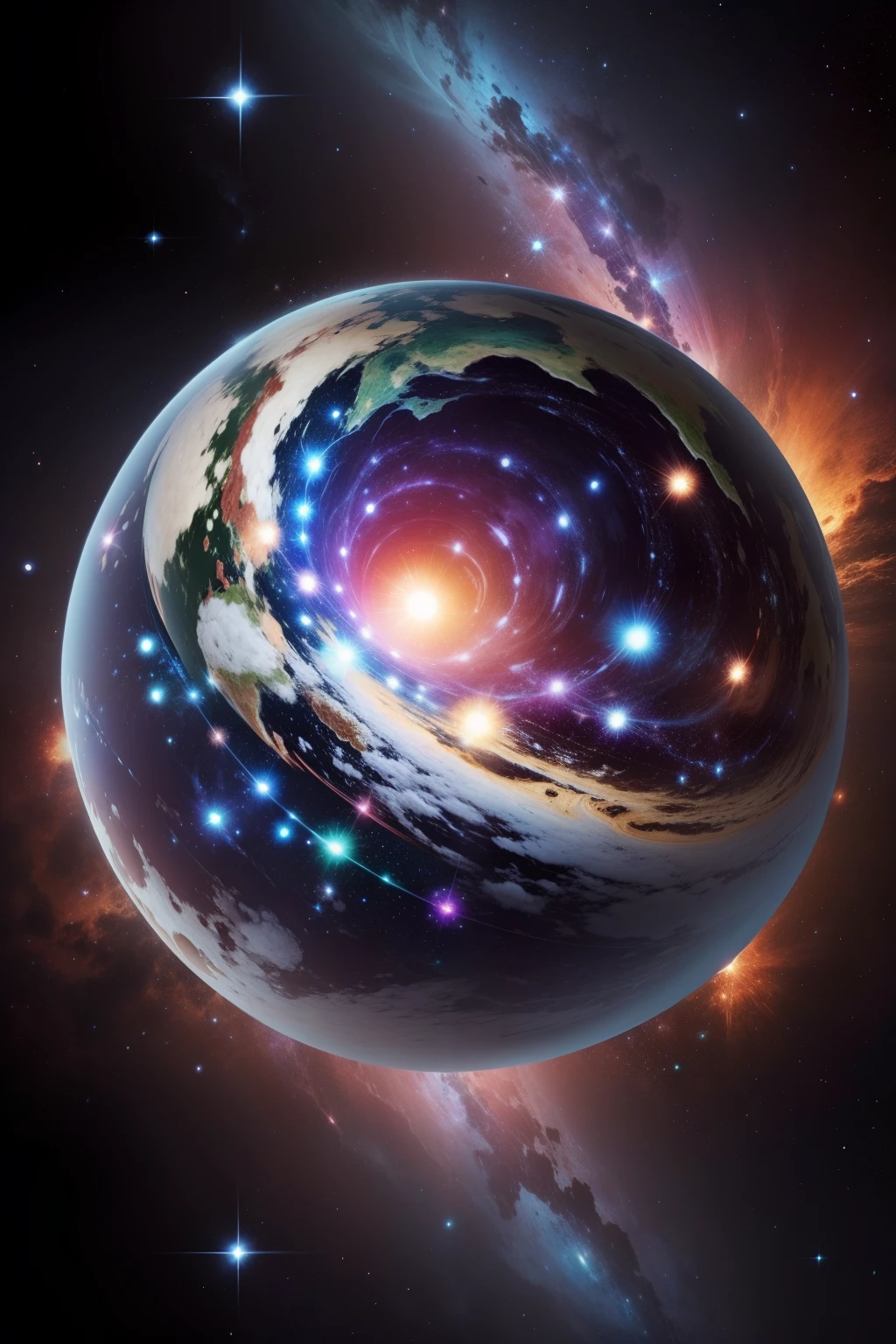 mundo numa bolha no universo