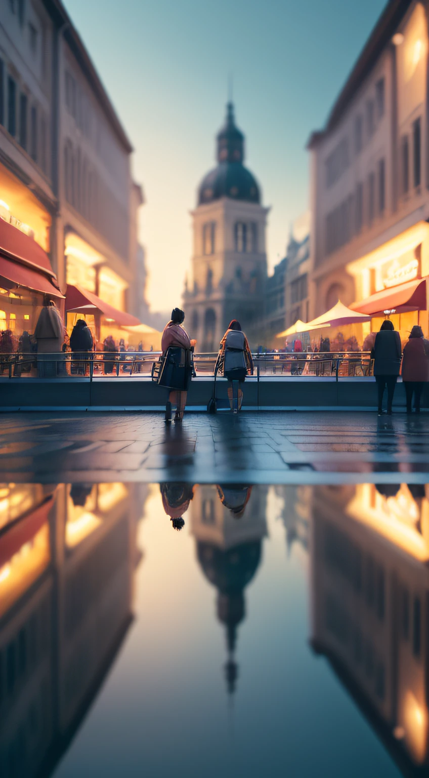 (tilt-Shift:1.4), group of people in the shopping center, sightseeing, (extremely colorful, best quality, high detailed, masterpiece, cinematic lighting, 4k, chiaroscuro)