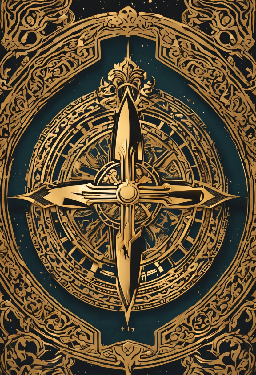 The logo consists of a circle with a golden background that represents the honor and power of God and his holiness. In the center of the circle, There is a stylized coat of arms with an intricate design. The coat of arms is divided into three vertical sections. The central section features a raised cross, symbolizing the Christian faith and the centrality of God in life. Shirt for celebration
