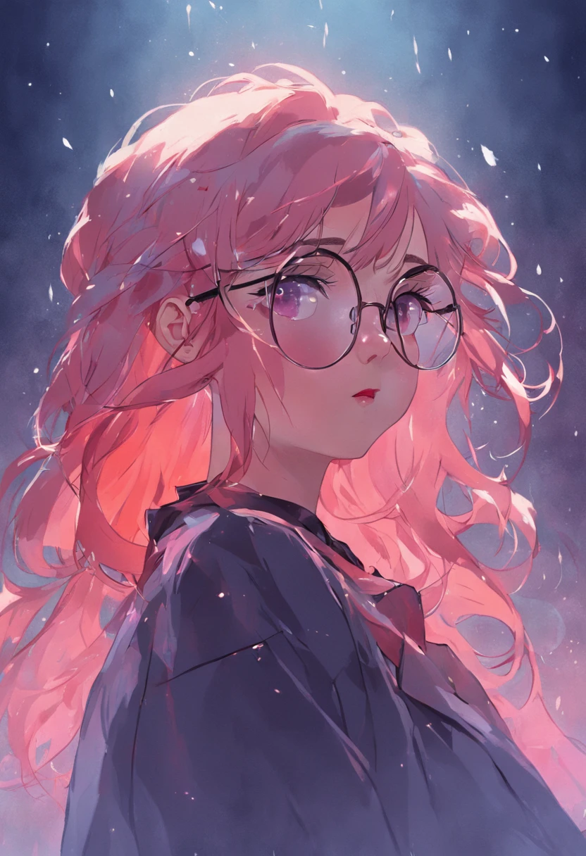 There is a man with glasses and a necklace with a heart, inspired by Ion Andreescu, Inspired by Elsa Bleda, There is no Estiello Petra Collins, Simsbo, Wear prescription glasses, thick glasses, Long wet hair dripping, with square glasses, thick and red lips, solo portrait 🎨🖌️，Port wind
