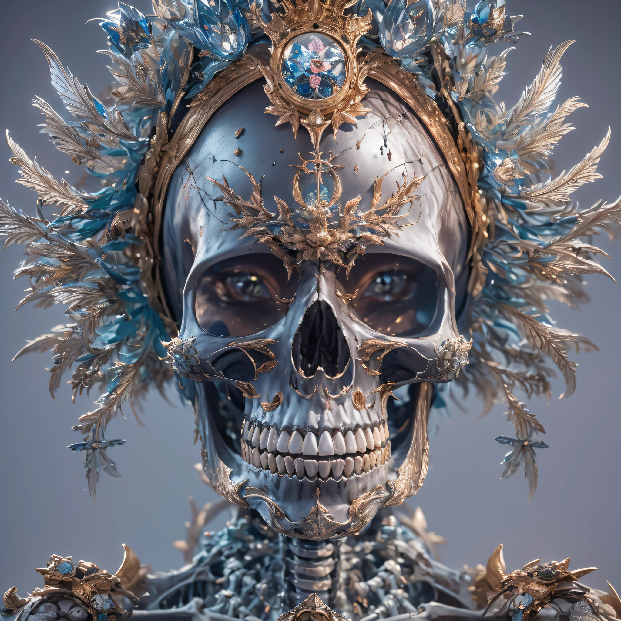 skelleton,Lunette de soleil,32K(tmasterpiece,k hd,hyper HD,32K)Purple-pink flowing hair,Gold skull jewelry area in the back room,Skeleton King ,Rusty copper dragon skull protector (The skeleton is realistic:1.4),Skull pattern robe,Purple-pink skull headdress,Snowflakes fluttering,The background is pure,Hold your head high,Be proud,The nostrils look at people, A high resolution, the detail, RAW photogr, Sharp Re, Nikon D850 Film Stock Photo by Jefferies Lee 4 Kodak Portra 400 Camera F1.6 shots, Rich colors, ultra-realistic vivid textures, Dramatic lighting, Unreal Engine Art Station Trend, cinestir 800,Hold your head high,Be proud,The nostrils look at people,Tsundere,Snowflakes fluttering,Snowflakes fluttering,Snowflakes fluttering,Snowflakes fluttering,Impeccable,( reasonable design, Clear lines, High sharpness,Best quality, Very detailed skeleton, The skeleton of a masterpiece, offcial art, movie light effect, 4K skeleton