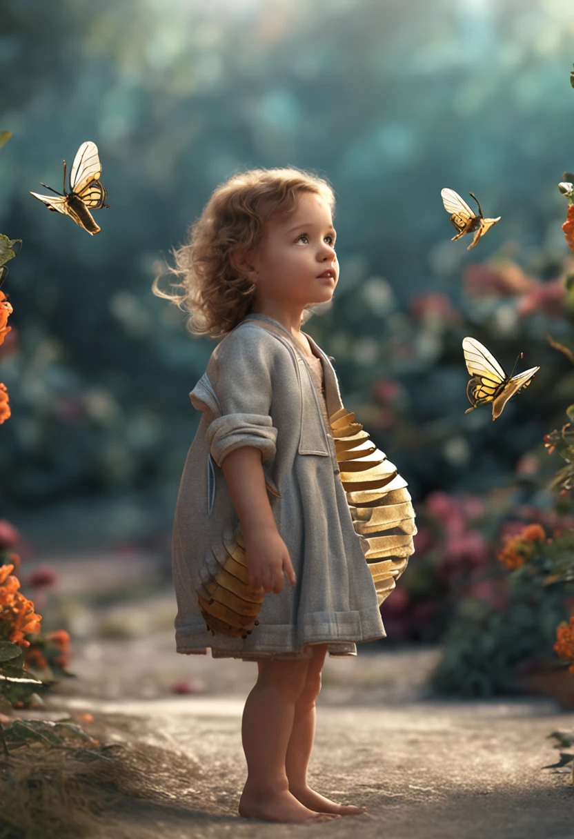 Cute 3D child with bee wings