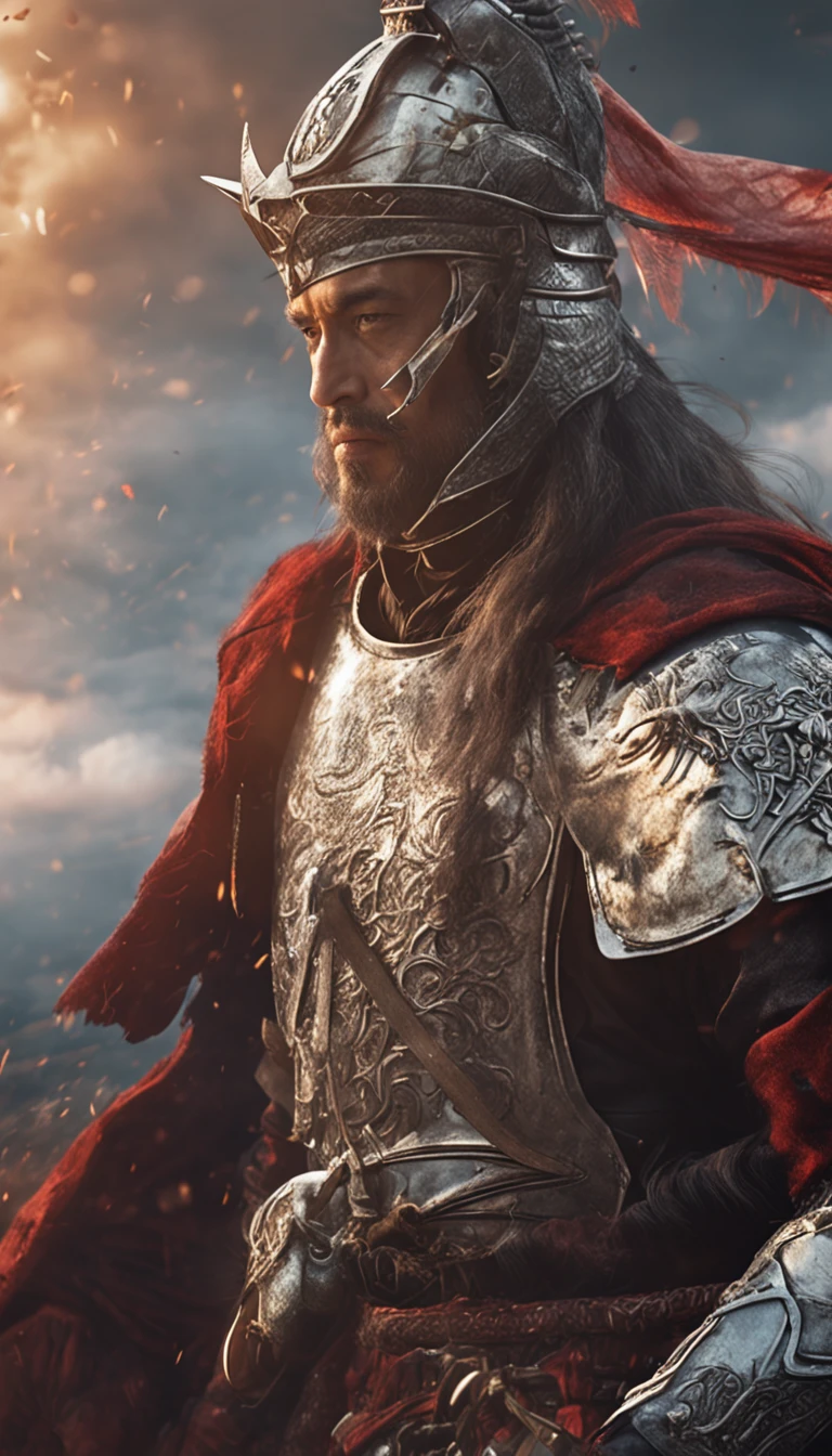 in a panoramic view，magic realism， anime big breast，Masterpiece, hyper HD, Super detail, High details, Best quality, A high resolution, A high resolution, Award-Awarded, Award-Awarded, Anatomically correct, 8K，），（Portrait of a noble knight：1.5，Dignified），（A man on horseback：1.5，Sword in hand, poster art inspired by Kanō Hōgai, trending on pixabay, Renaissance, Solomon Kane, As Solomon Kane, the third horseman, samurai movie poster, Wuxia, horse warrior, Tim BradStreet, vampire hunter d, Horseman of Apocalypse, genghis khan, arabian samurai）