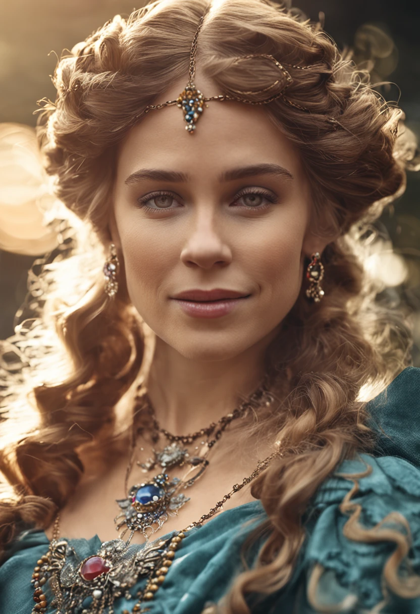 European and American court jewelry necklace medieval vintage fashion HD 9:16 Long hair female