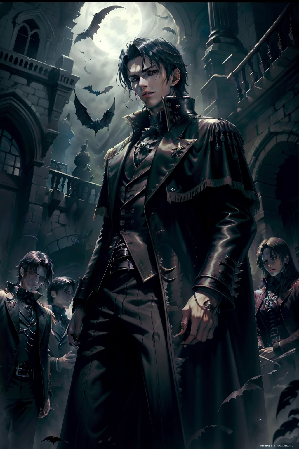 In the spooky castle,There's a vampire knight,Western countries,European and American handsome guys