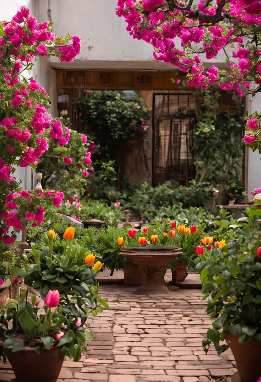 In one corner of the courtyard is a well-designed garden and orchard。The garden is full of flowers and greenery，Such as tulips、Roses and crape myrtle, etc，When the flowers are in full bloom，Bring brilliant colors to the courtyard。A variety of fruit trees are planted in the orchard，Such as apples、peaches and oranges, etc，When the fruit is ripe，The owners can pick fresh fruit themselves，Enjoy nature's bounty。