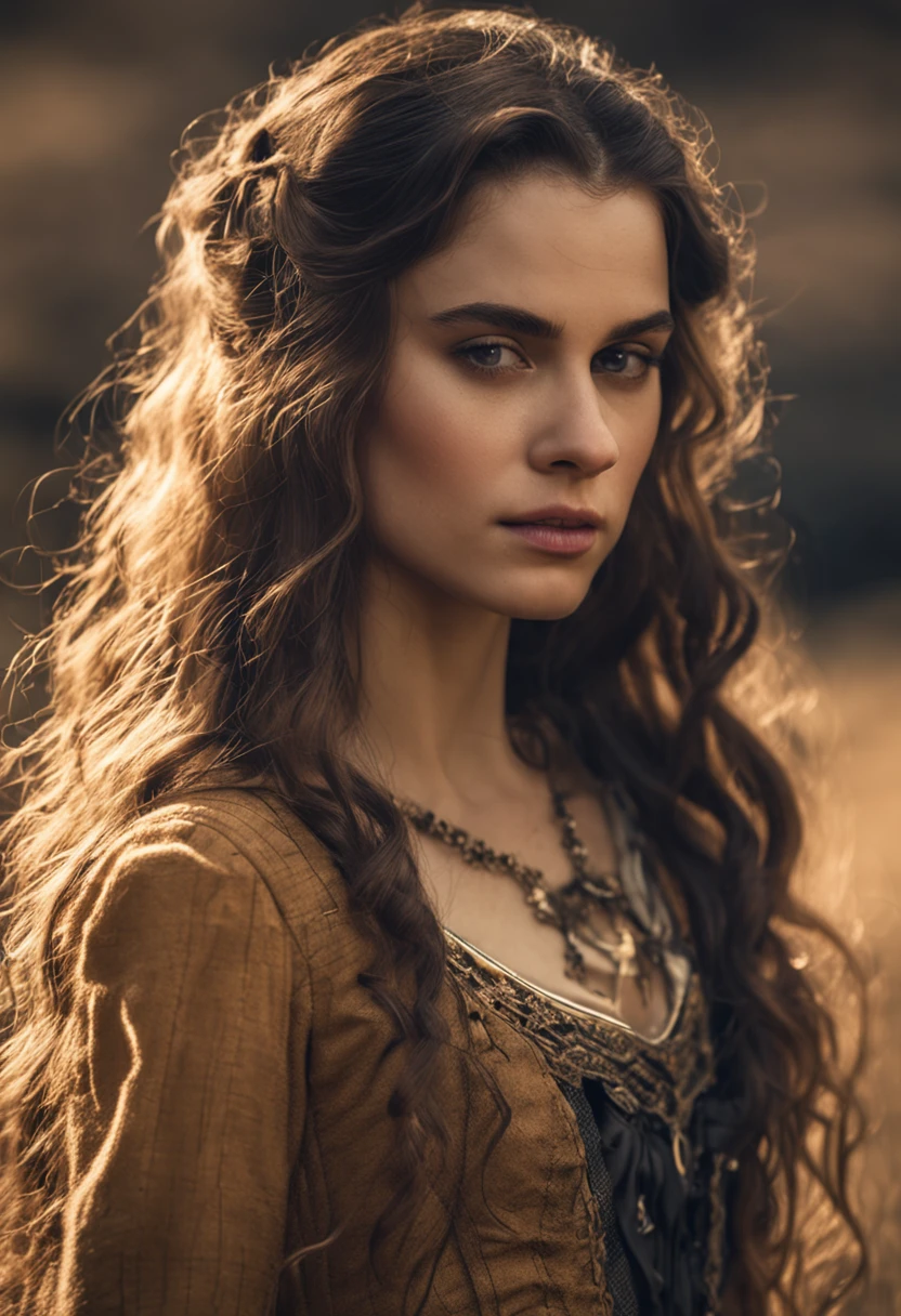 European and American court jewelry necklace medieval vintage fashion HD 9:16 long hair girl dark with background