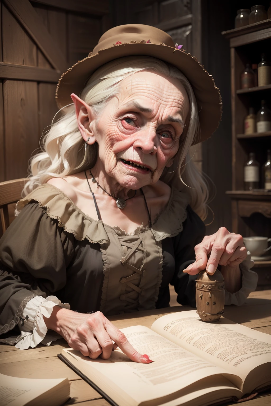 old midievil hag missing teeth, 18th century time, ugly, old england, drunk, hag