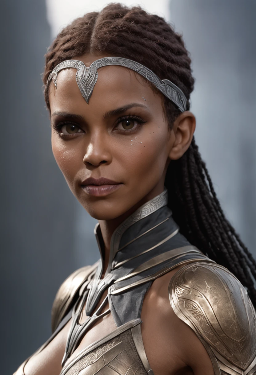 Halle Berry como princesa de Wakanda, (corpo inteiro), olhos ultra-detalhados, corpo ultra-detalhado, nice perfect guy with soft skinice, corpo feminino deslumbrante, ((ultra-detailed hands)), obra-prima conceito fantasia arte, trending on ArtStation, hiper-detalhado, Arte Digital, Motor irreal, 32k, Ultra HD | | | | |, imagem centrada, arte de Luis Royo e artgerm e greg rutkowski e Alphonse Much