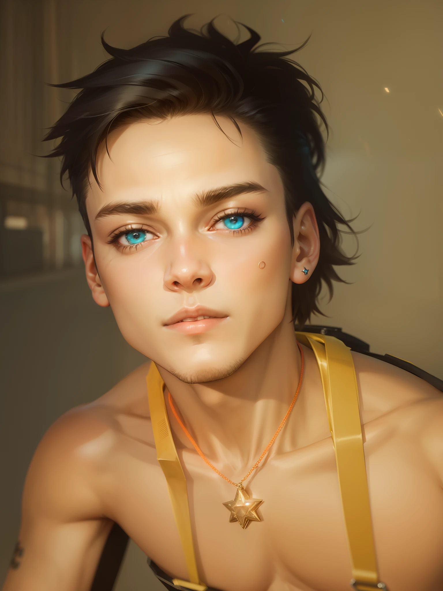 Cyberpunk 3d realistic face handsum boy background night star and lighting cool boy