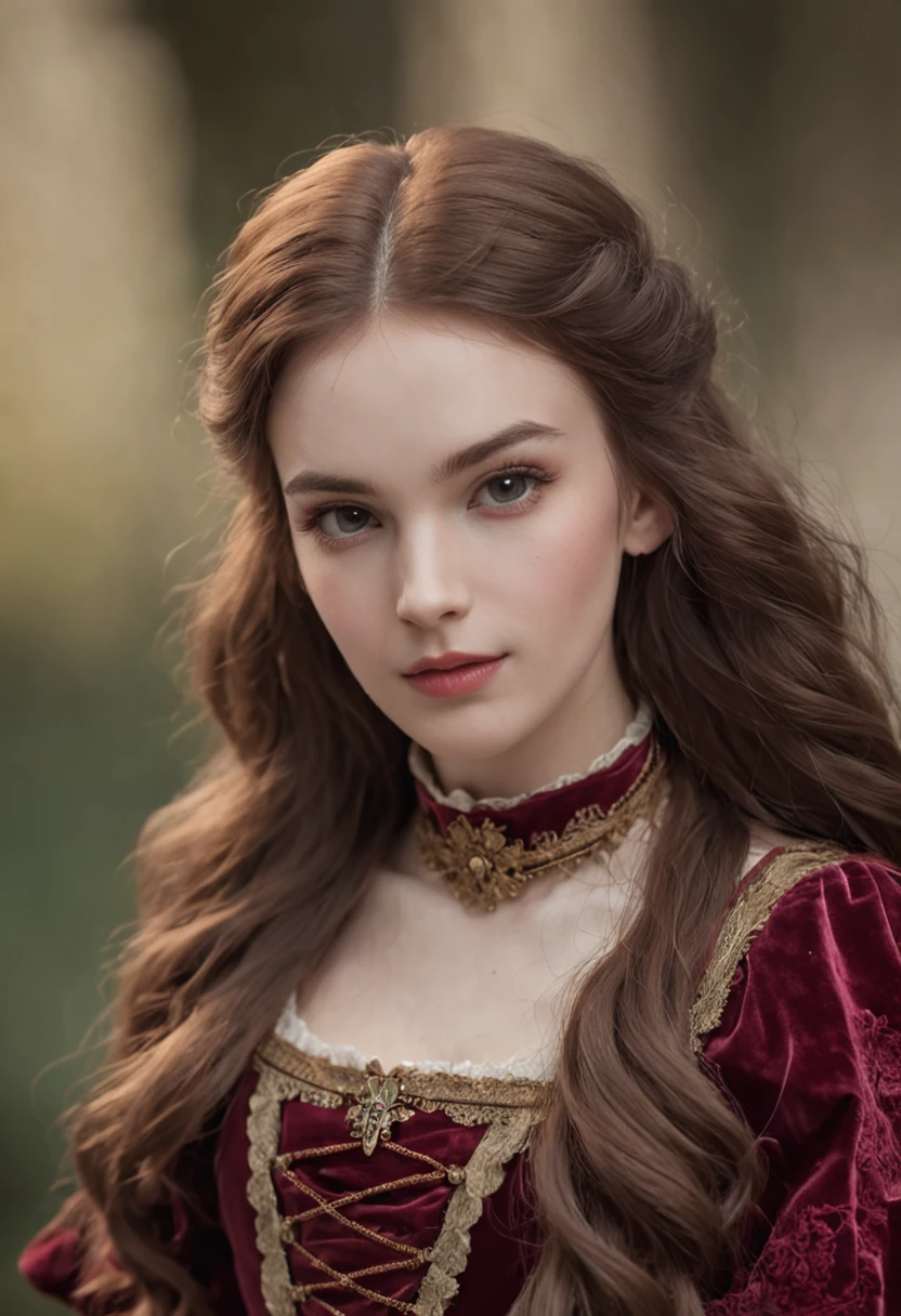 European and American court jewelry necklace, Medieval vintage fashion, HD 9:16 long-haired girls, deep dark background。