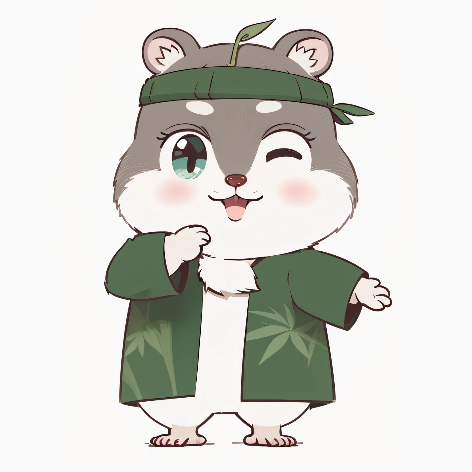 rainy days,Cute cartoon bamboo rat,cheerfulness,pure,Focus Clear,Natural scenes,natural soft light,brightly,lichen,Vector style,super detailing
