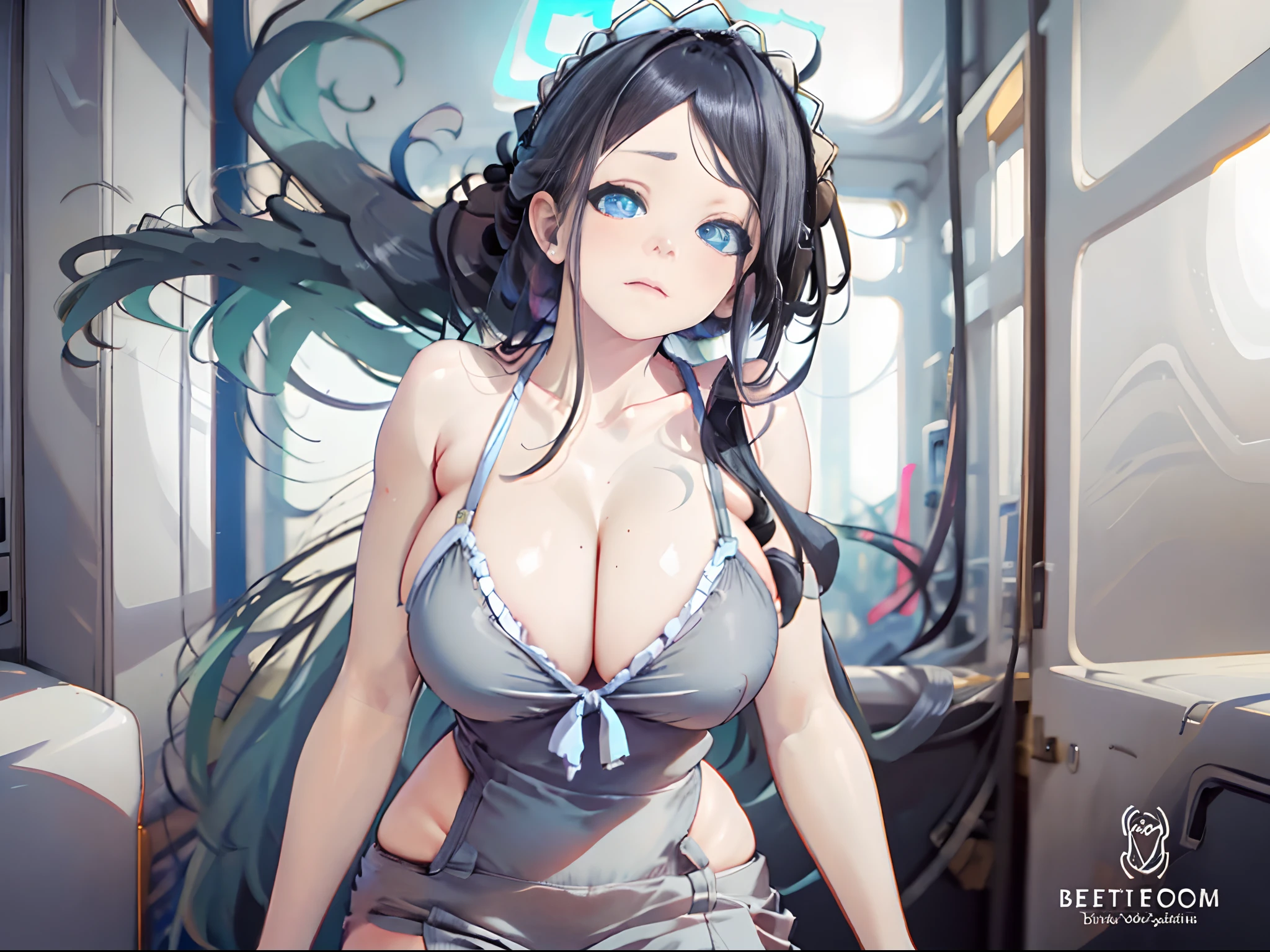 Cheers Saki | Blue Archives, Iwhole Body, (NSTDA.:1.2), (10, beste-Qualit, master-piece: 1.4), ultra-high resolution, (Realistic, photorealistic portrait: 1.48), 25-year-old girl , ( Micro Beetle View - Bikini Pass:1.11), Famous Japanese celebrities, gigantic breasts, Blue Eyes, Head Tilted, cowboy shot, View from the front, looking at the audience, expressionless, Beautiful Sea Zeiss f 150mm/ 2.8 Hasselblad, Whole body, foot , Ultra-Wide Angle