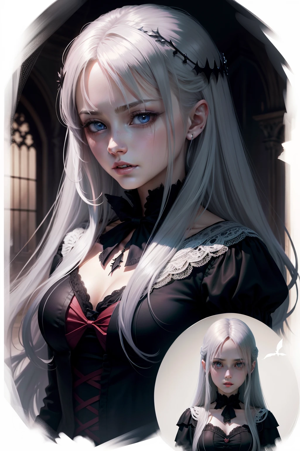 In the spooky castle,There's a vampire knight,Delicate faces