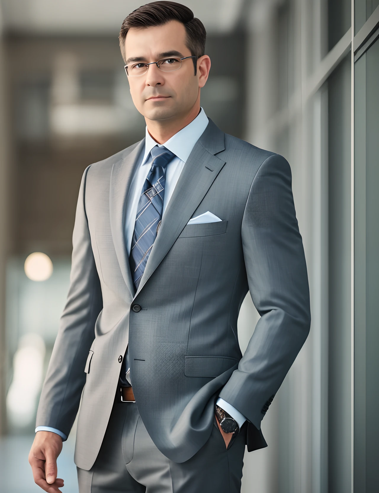Linkedin professional photo of a man in a suit with studio lighting, bokeh, corporate portrait headshot photograph best corporate photo winner, meticulous detail, hyperrealistic, centered uncropped symmetrical beautiful. --auto --s2