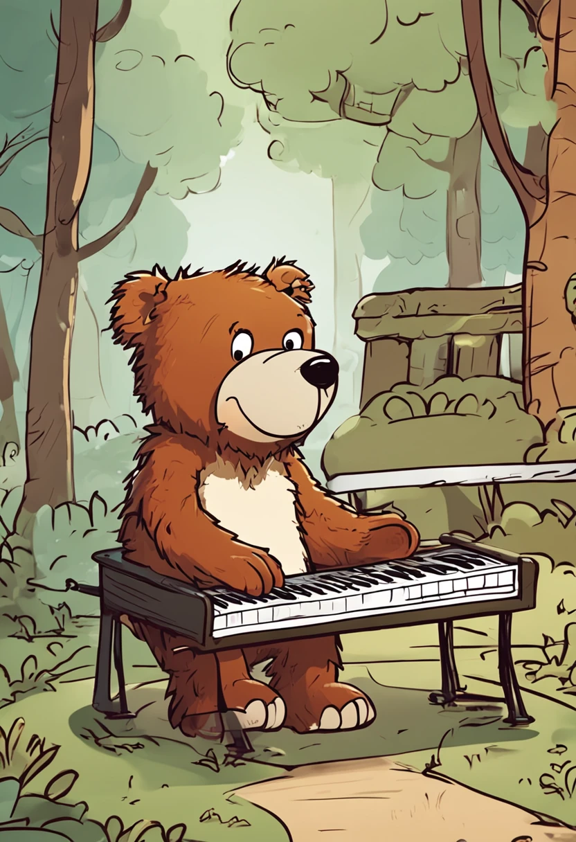Create a follow-up based on Bible verse 1 Samuel verse 2.Cartoon bear playing piano in forest