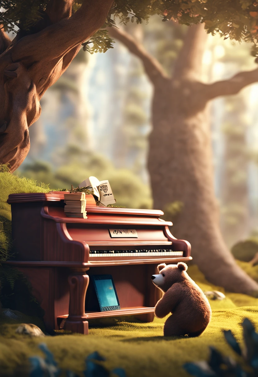 Create a follow-up based on Bible verse 1 Samuel verse 2.Cartoon bear playing piano in forest