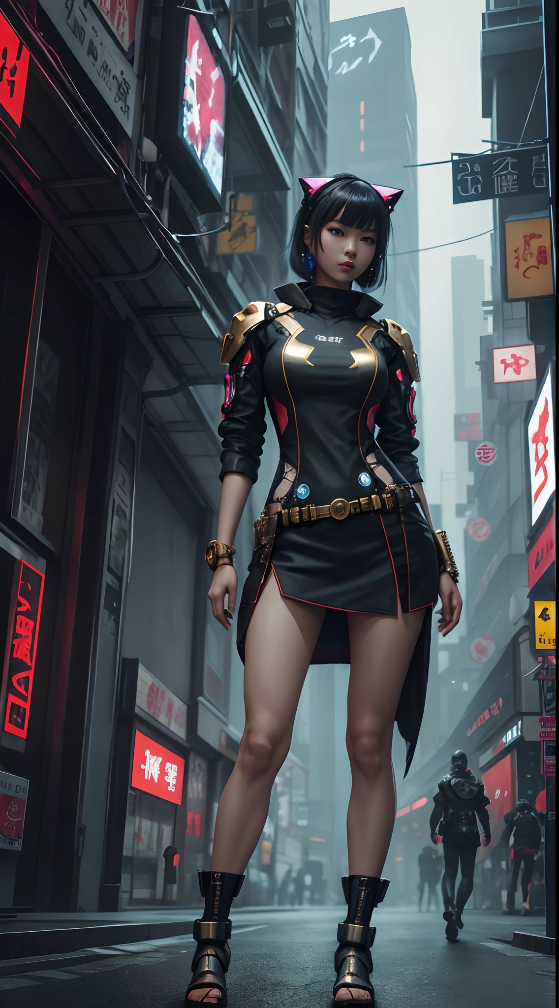 Boutique,best quality,Gold jewelry,(slip out feet),Fairy skin,(Fidelity :1.2),Standing,Super Detailed,realistic,High quality,Movie Light,Ray tracking,Ultra HD,Upper body
Girl in shorts and sexzy dress standing next to giant giant cat, Guweiz style artwork, CyberPunk mech, Trends on CGSTATION, Guweiz, Russell Dongjun Lu, digital cyberpunk anime art, Ross Tran 8 K, Guweiz on ArtStation Pixiv, Girl in mecha network armor