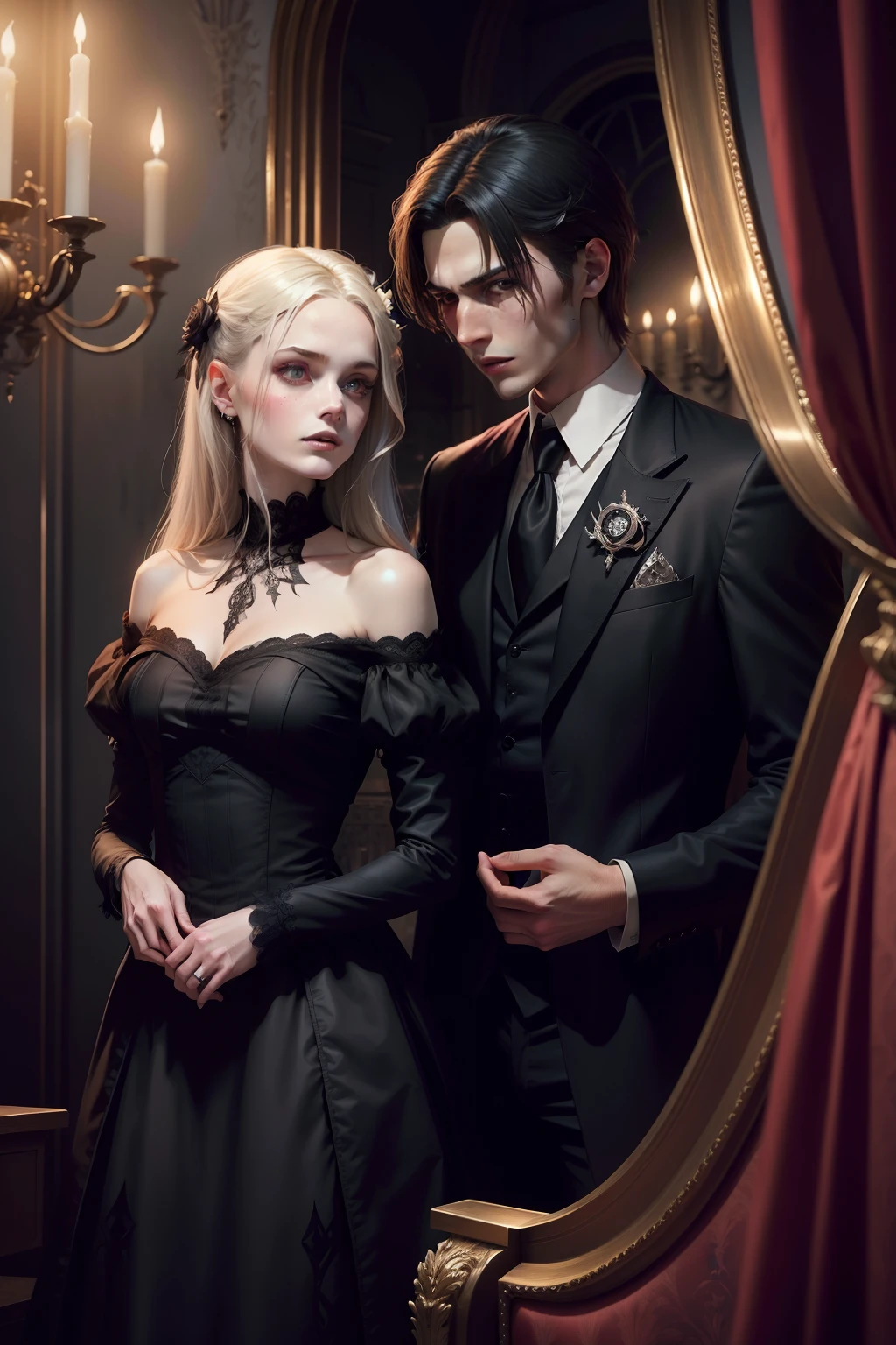 In the spooky castle,There's a vampire knight,European and American gentlemen,Delicate faces