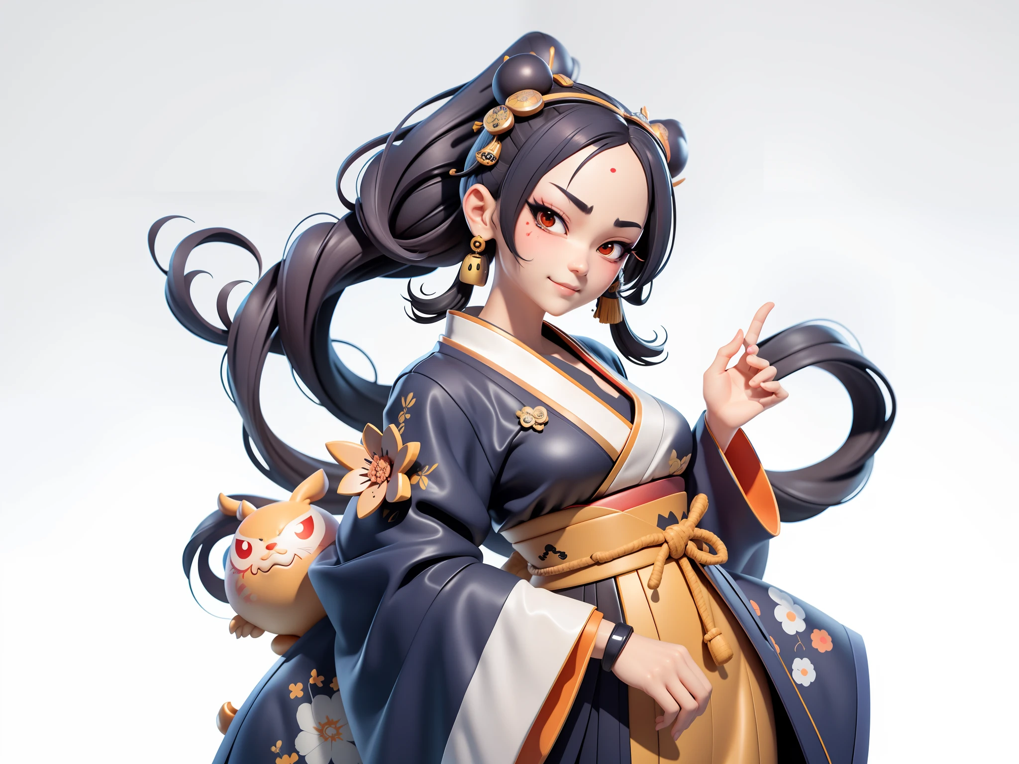(Daisaku),(Need),(Super meticulous),(full bodyesbian:1.2),Japanese ukiyo-e girl,japanese geisha,Beautiful,Oriental dragon,Aeolian Thor,Raised sexy,爆乳,Oriental face,TV Anchor,Bust portrait illustration,Alone,In black suit,a blue tie,The face is slightly chubby,The face was clean,without a beard,Black super short hair,Black eyes,Smile confidently,3C computer sub-products,iPad, iphone,Digital painting,3D character design by Mark Clairen and Pixar and Hayao Miyazaki and Akira Toriyama,The illustration is a high-definition illustration in 4K resolution,With very detailed facial features and cartoon-style visuals。