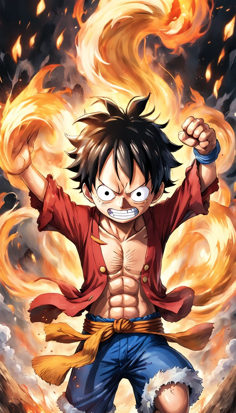 Make exciting posters with Luffy drink milk tea "One Piece" In the heat of the moment, Five-step pattern,White hair,Blue and white smoke entangled,. Capture the essence of his fiery determination and indomitable spirit,Because he unleashed his anger on the enemy. Keep it short, boldness, And strongly convey the raw power of Luffy's anger. Chibi was established, anime big breast