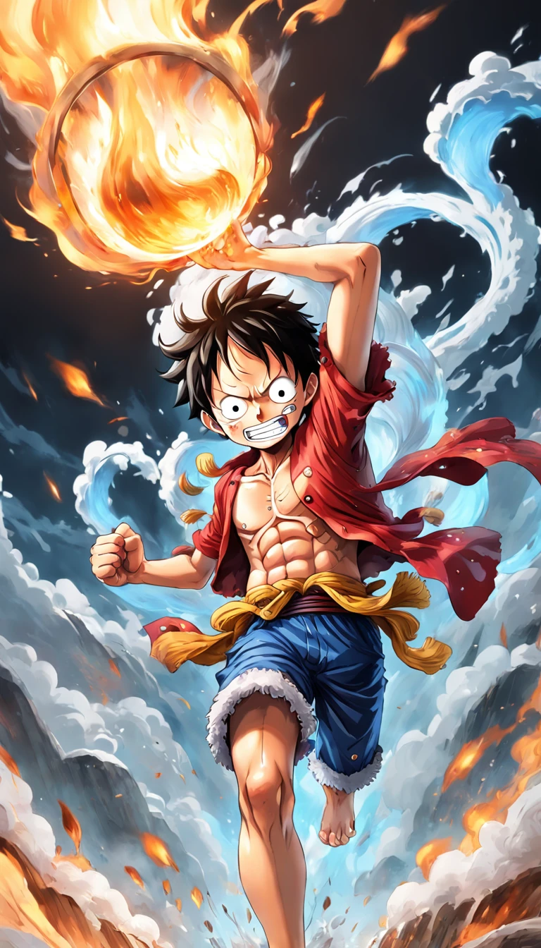 Make exciting posters with Luffy drink milk tea "One Piece" In the heat of the moment, Five-step pattern,White hair,Blue and white smoke entangled,. Capture the essence of his fiery determination and indomitable spirit,Because he unleashed his anger on the enemy. Keep it short, boldness, And strongly convey the raw power of Luffy's anger. Chibi was established, anime big breast