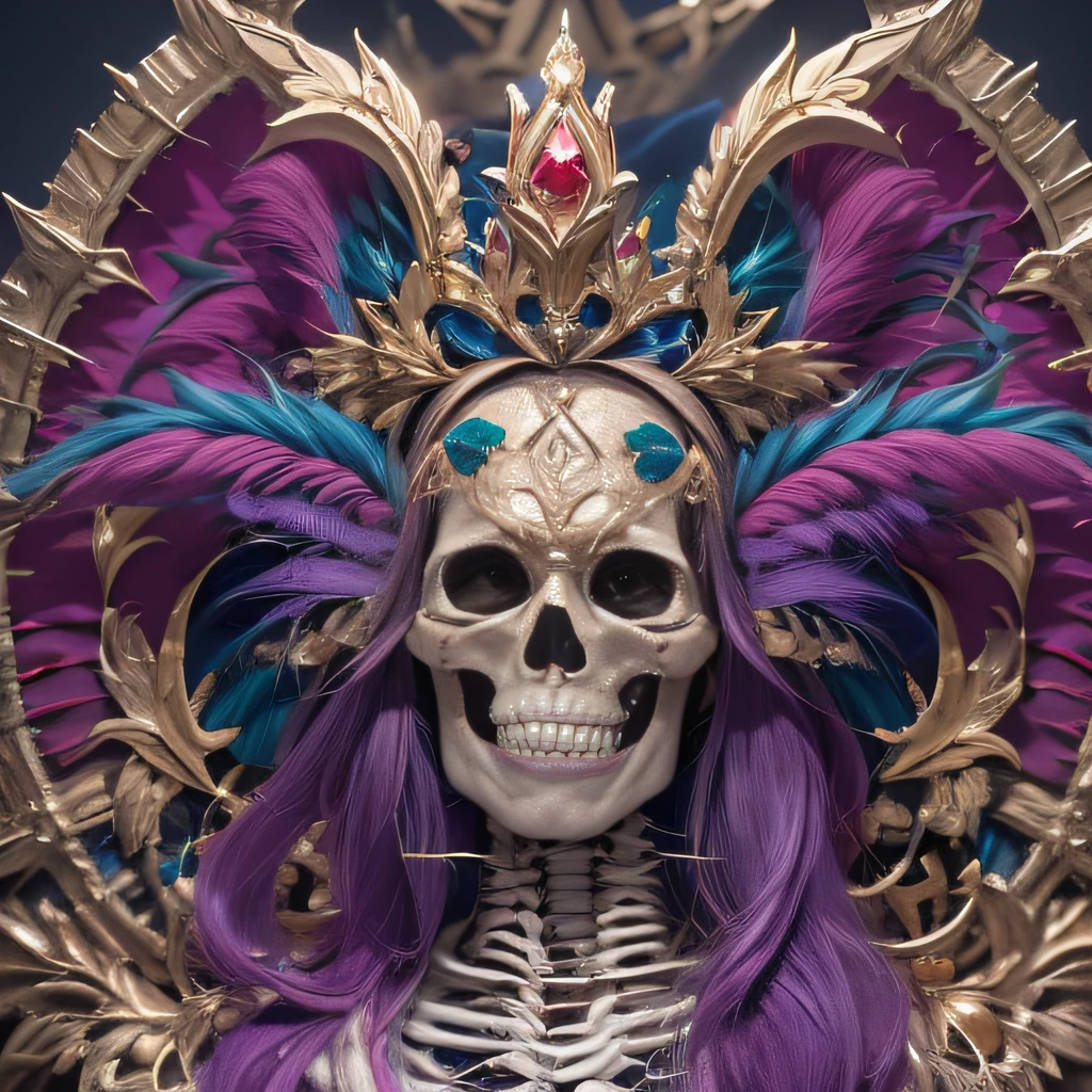 Tyson,Lunette de soleil,32K(tmasterpiece,k hd,hyper HD,32K)Purple-pink flowing hair,Gold skull jewelry area in the back room,Skeleton King ,Rusty copper dragon skull protector (The skeleton is realistic:1.4),Skull pattern robe,Purple-pink skull headdress,Snowflakes fluttering,The background is pure,Hold your head high,Be proud,The nostrils look at people, A high resolution, the detail, RAW photogr, Sharp Re, Nikon D850 Film Stock Photo by Jefferies Lee 4 Kodak Portra 400 Camera F1.6 shots, Rich colors, ultra-realistic vivid textures, Dramatic lighting, Unreal Engine Art Station Trend, cinestir 800,Hold your head high,Be proud,The nostrils look at people,Tsundere,Snowflakes fluttering,Snowflakes fluttering,Snowflakes fluttering,Snowflakes fluttering,Impeccable,( reasonable design, Clear lines, High sharpness,Best quality, Very detailed skeleton, The skeleton of a masterpiece, offcial art, movie light effect, 4K skeleton